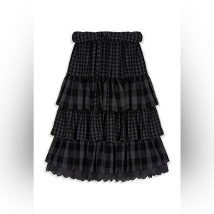 Open YY ROLLED WAIST TIERED SKIRT, BLACK